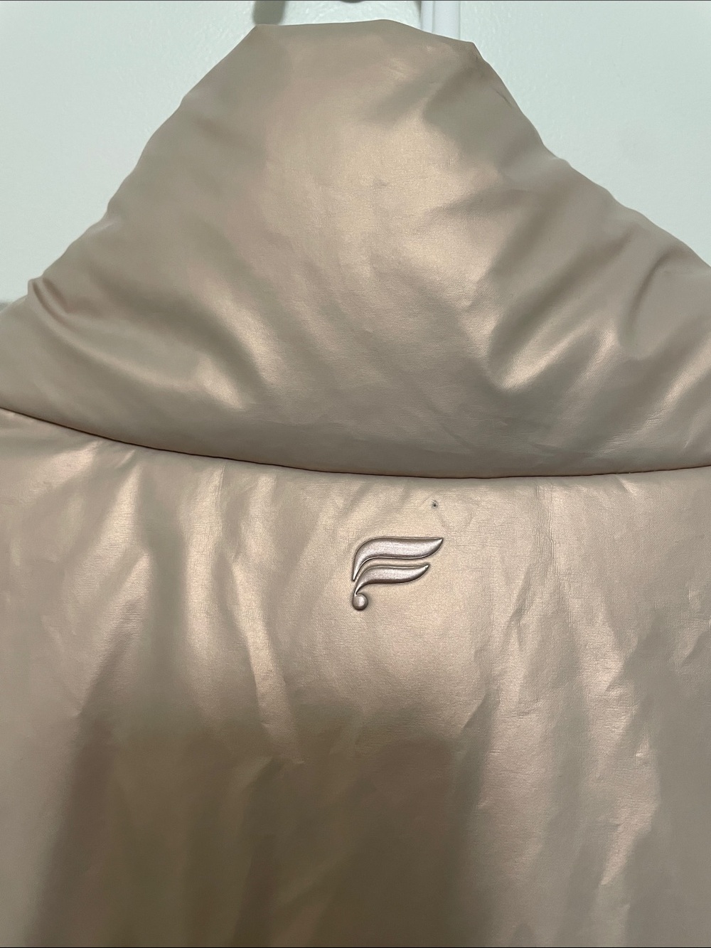 FABLETICS Women’s Puffer Jacket in Soft Metallic Taupe Sz L